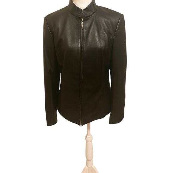 Talbots Jackets & Blazers - Talbots Black Genuine Leather Jacket Size 12 – Classic Supple Moto Style